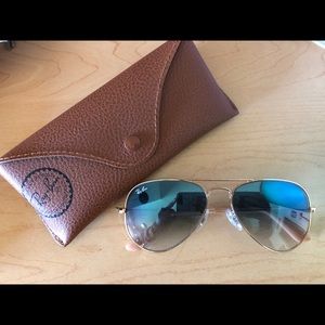 RayBan Light Blue Gradient & Gold Metal Aviators